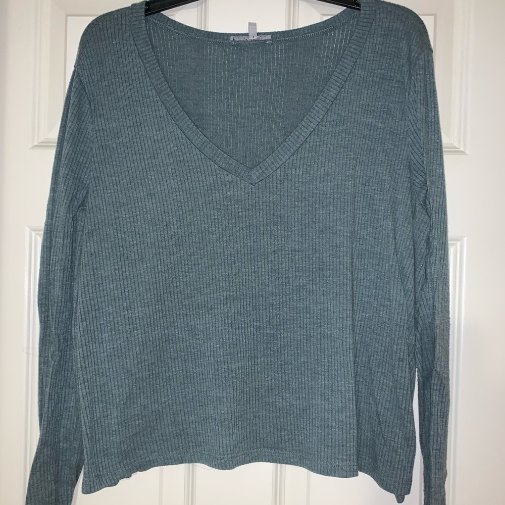 ⚡️ charlotte russe green blue ribbed long sleeve